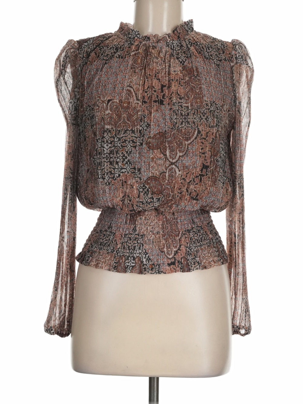 Joie Metallic Paisley Ruffed Top size L